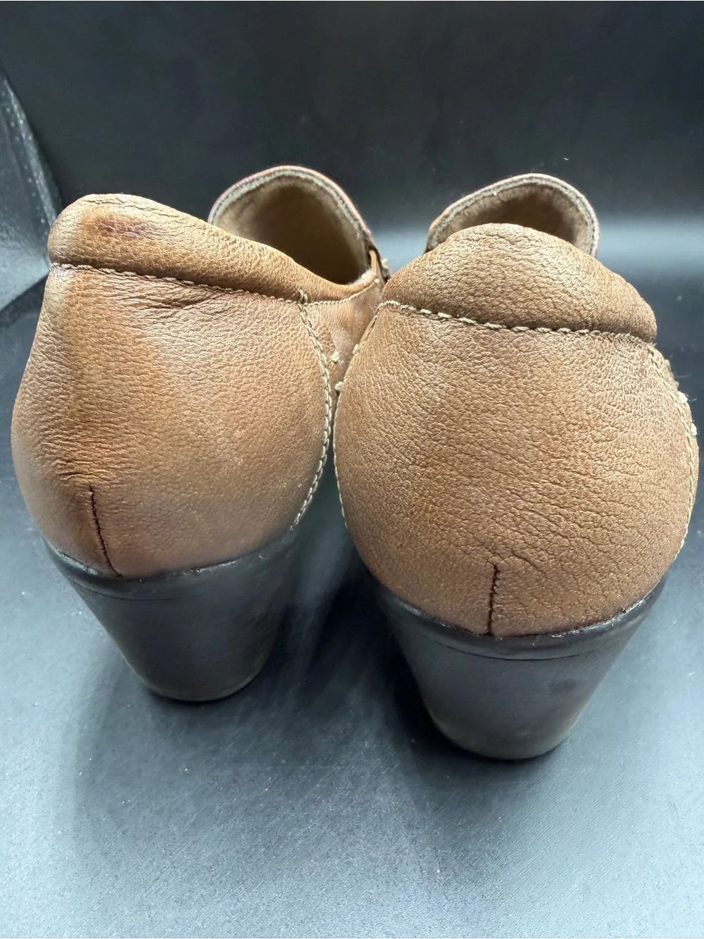 Women's Brown Leather Buckle Low Heel Shoes